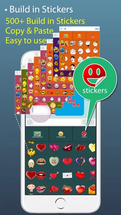Capturas de pantalla de Keyboard+ iOS8 -Color Stickers Keyboards, Emoji Words Maker