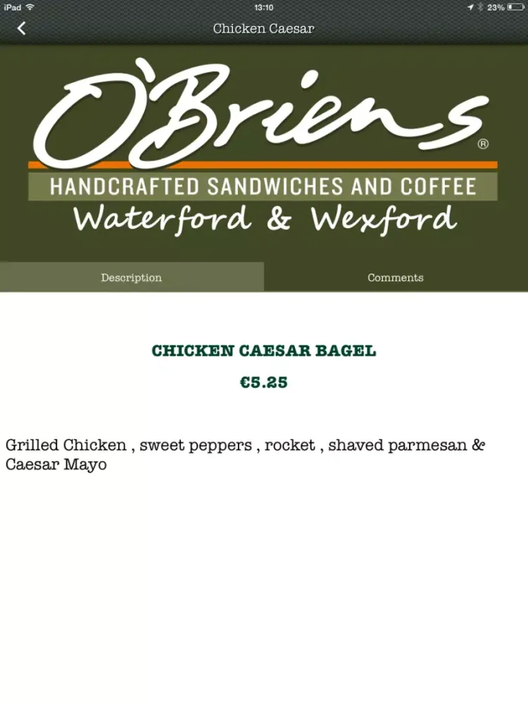 O'Briens Waterford & Wexford Coffee Shop Official App iPad  स्क्रीनशॉट