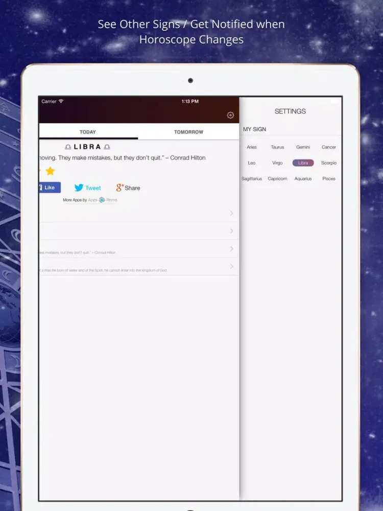 Zrzuty ekranu Horoscopes for Daily Life iPad 