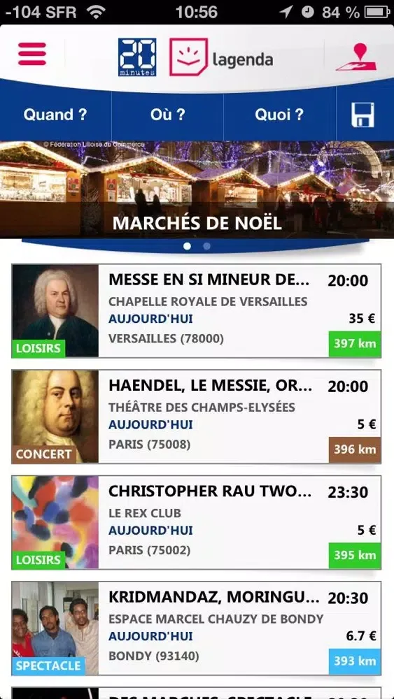 Zrzuty ekranu 20 Minutes Lagenda : l'agenda des sorties et du week-end (concert, spectacle, theatre, musee, enfant, ...)