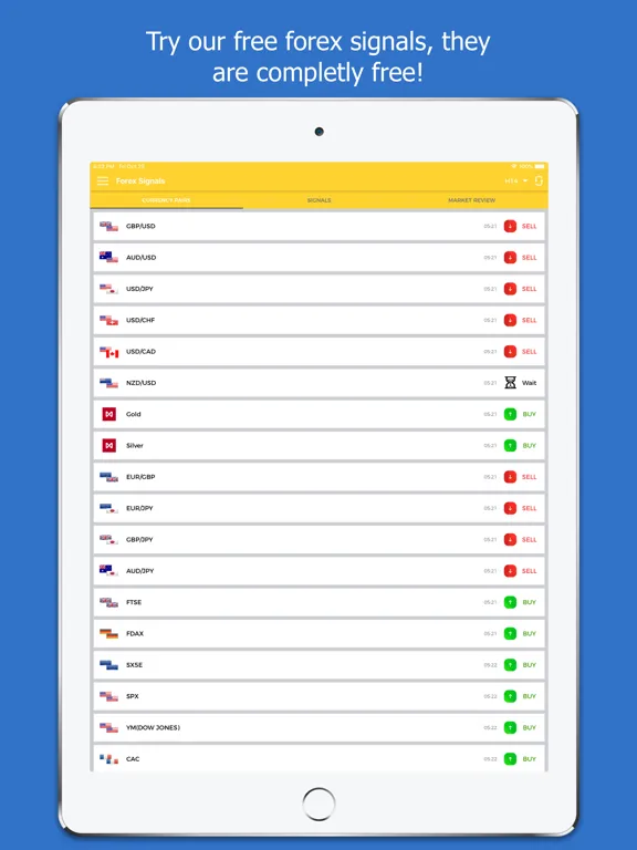 Tangkapan layar Forex Signals Tracking - Live iPad 