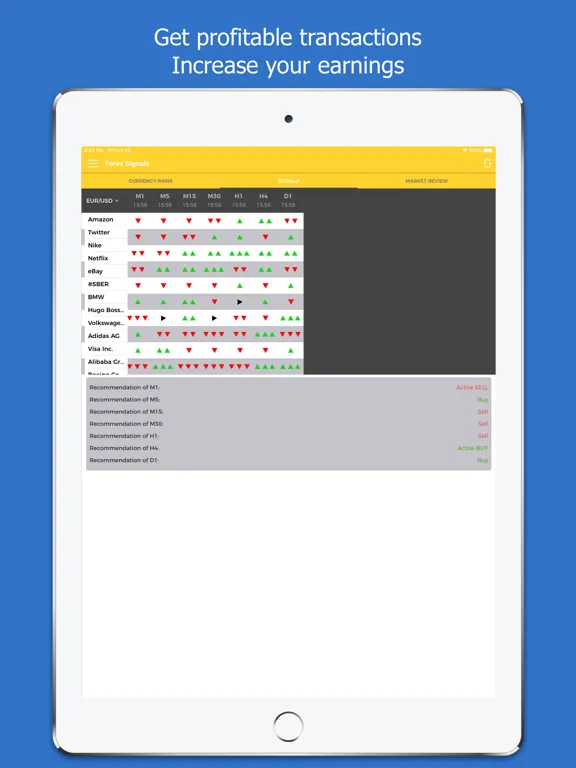 Tangkapan layar Forex Signals Tracking - Live iPad 