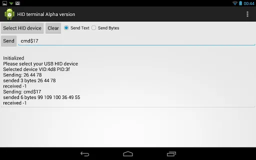 Capturas de pantalla de USB HID TERMINAL