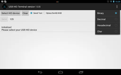 Capturas de pantalla de USB HID TERMINAL
