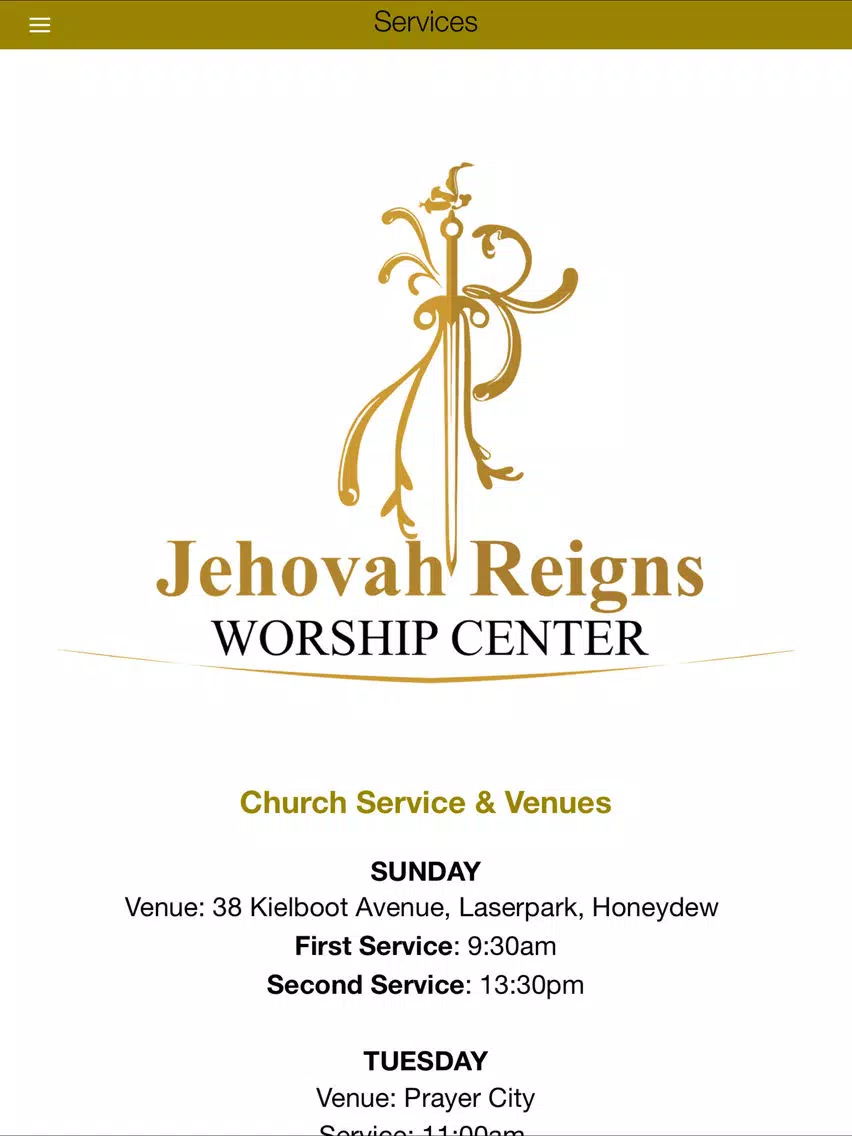 Jehovah Reigns Worship Centre iPad  سکرین شاٹس