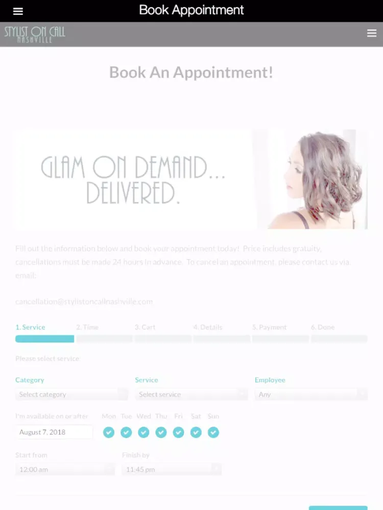 Stylist On Call Mobile iPad  Screenshots