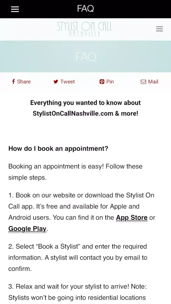 Stylist On Call Mobile Screenshots