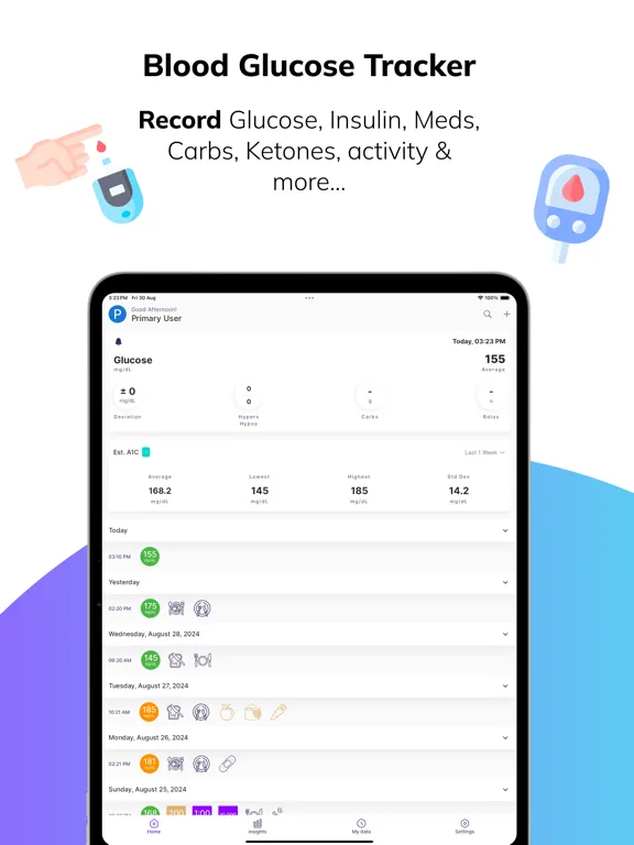 Captures d'écran de Blood Sugar Diabetes Tracker. iPad