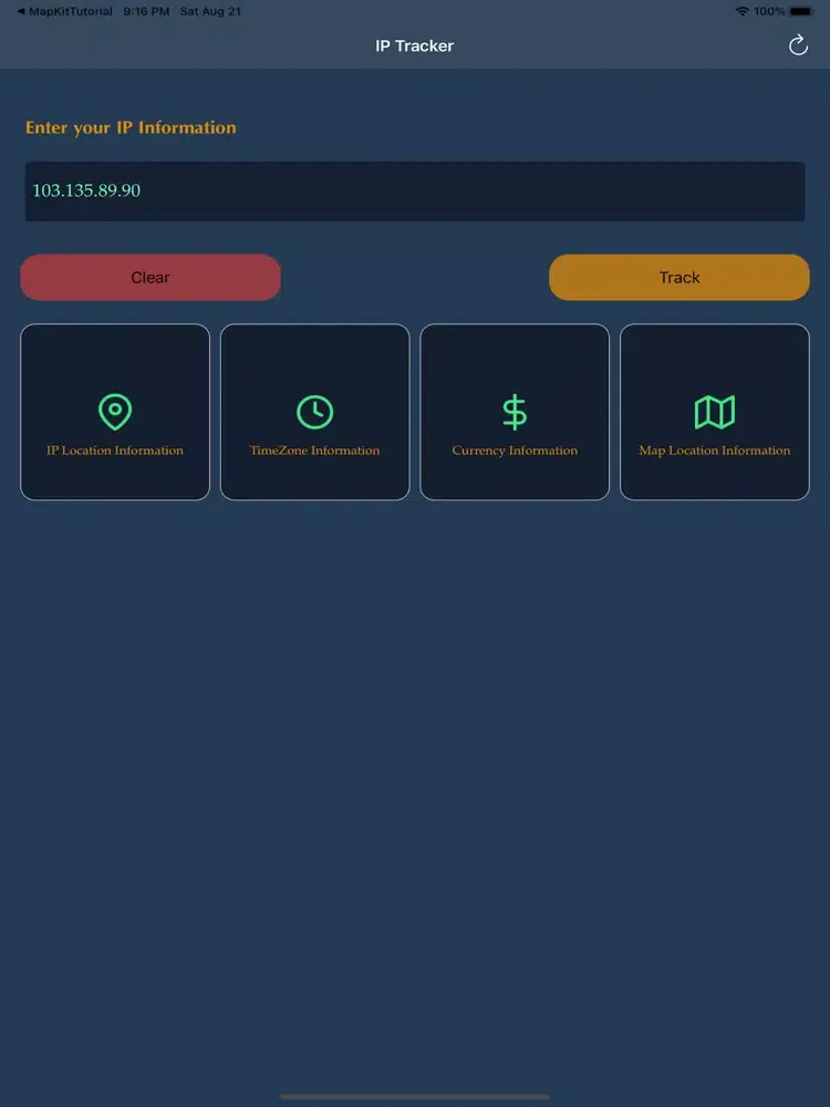 Tangkapan layar IP tracker - ISP iPad 