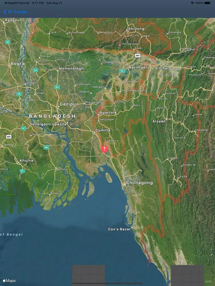 Tangkapan layar IP tracker - ISP iPad 