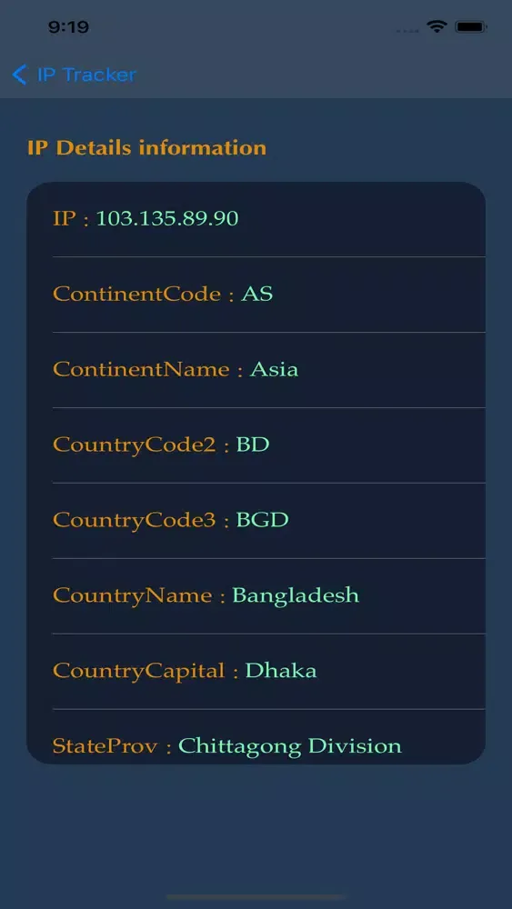 Tangkapan layar IP tracker - ISP