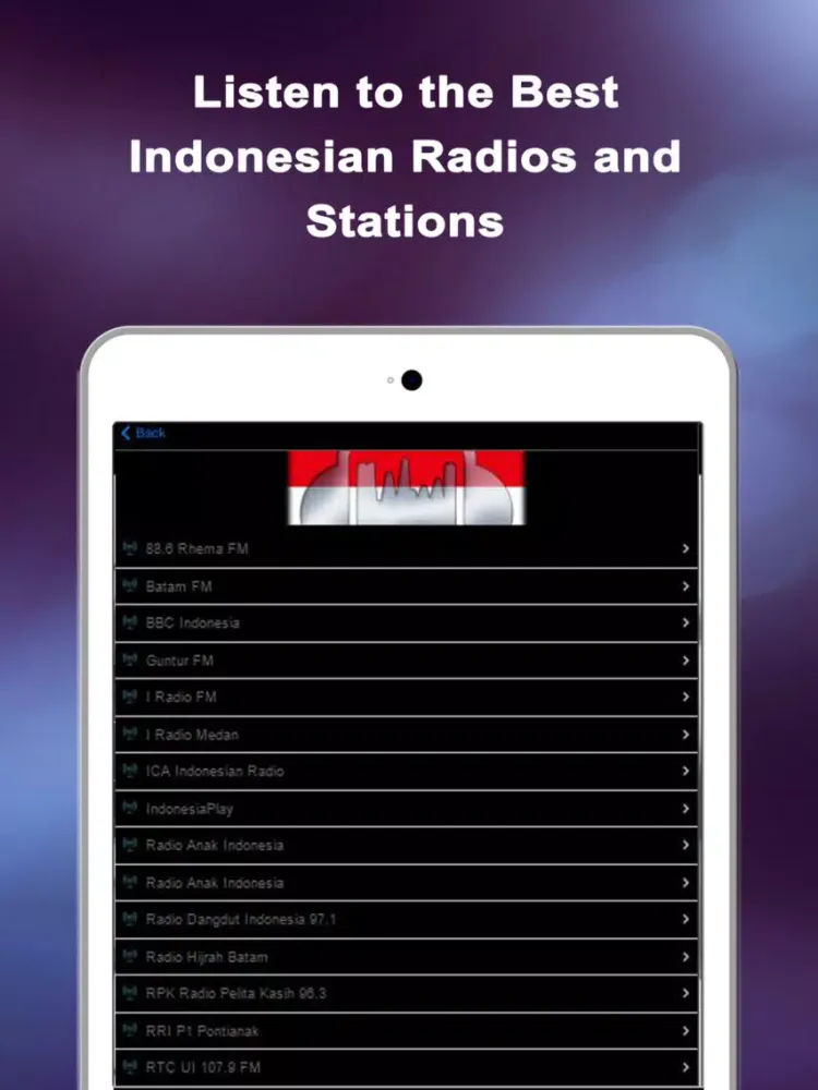 Indonesia Radio Online FM Music and News Stations iPad  স্ক্রিনশট