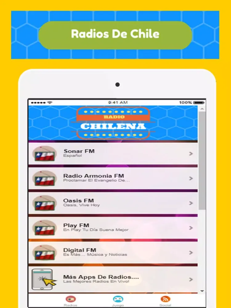 Tangkapan skrin A+ Radios De Chile: Emisoras De Radio Chilenas iPad 