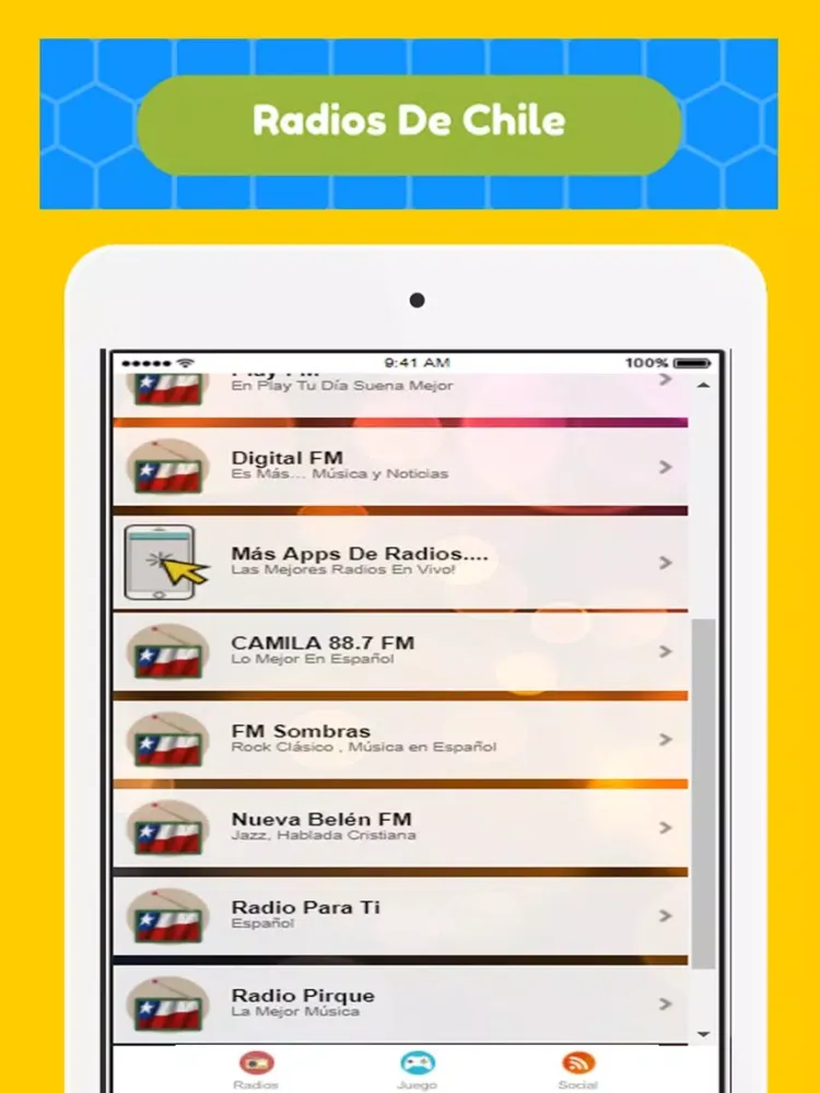 Tangkapan skrin A+ Radios De Chile: Emisoras De Radio Chilenas iPad 