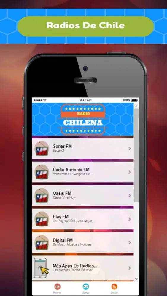 Tangkapan skrin A+ Radios De Chile: Emisoras De Radio Chilenas