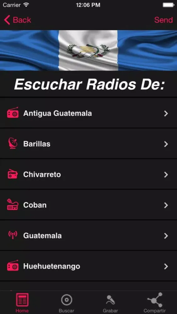 Tangkapan layar Emisoras de Radios de Guatemala FM y AM