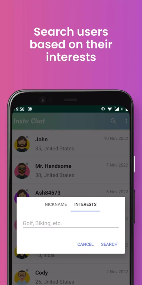 Insta Chat Screenshots