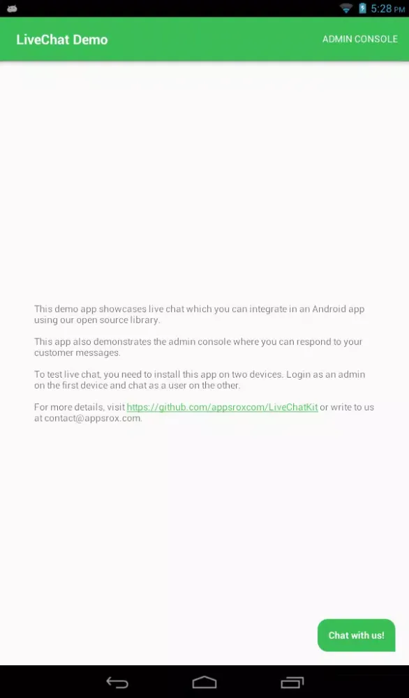 LiveChat Demo Screenshots