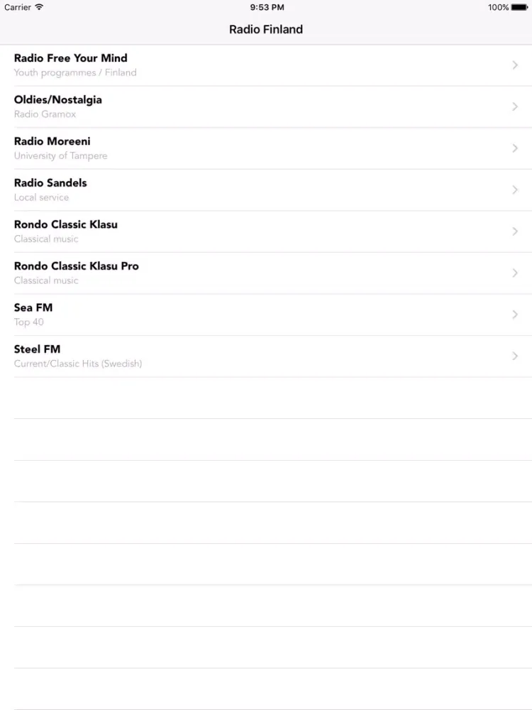 تصاویر Radio Finland Live Stations iPad 
