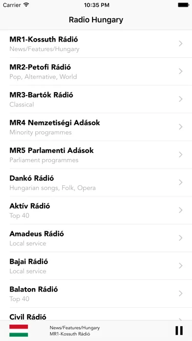 Ảnh chụp màn hình của Hungarian & Hungary Radio Stations Online