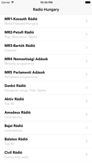 Ảnh chụp màn hình của Hungarian & Hungary Radio Stations Online