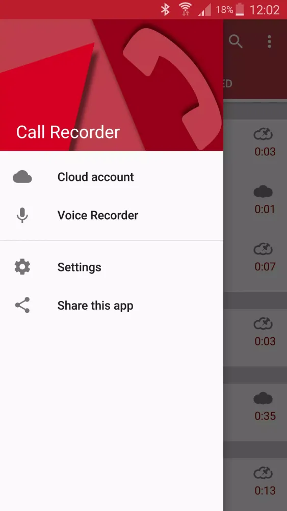 Tangkapan skrin Call Recorder