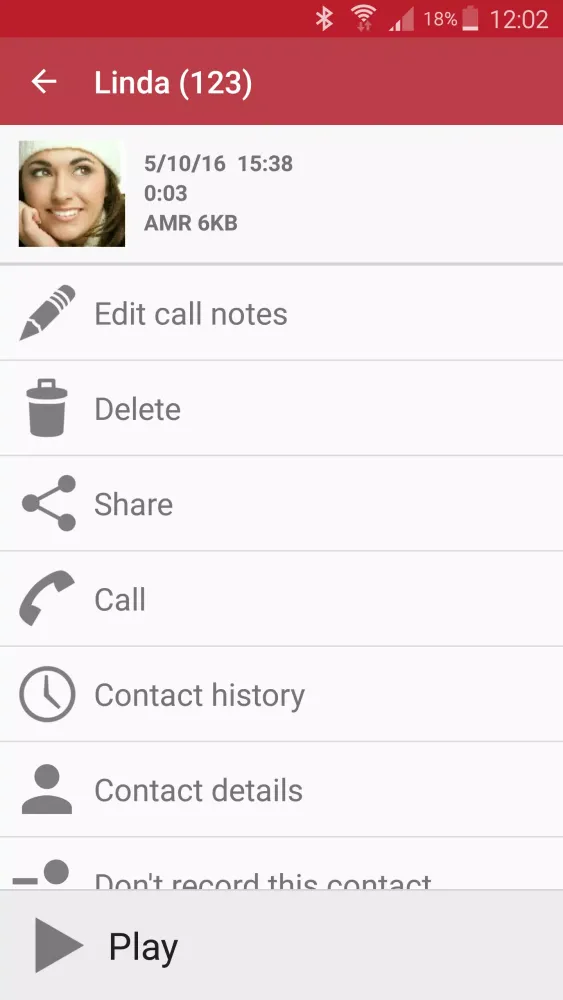 Tangkapan skrin Call Recorder