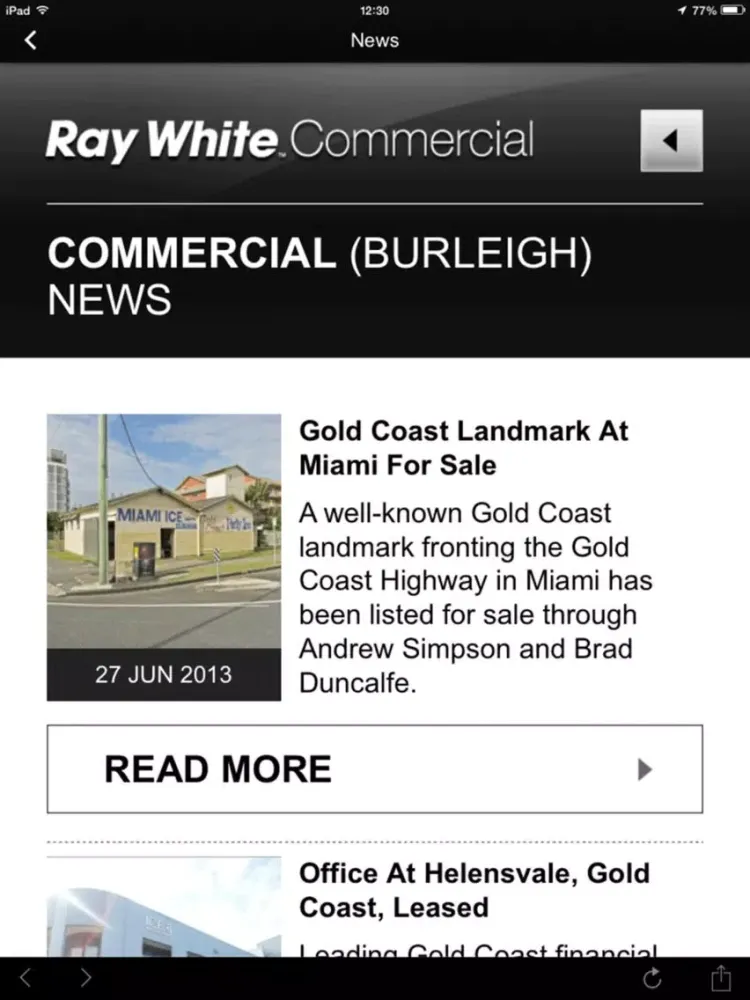 Capturas de tela do Ray White Business Brokers iPad 
