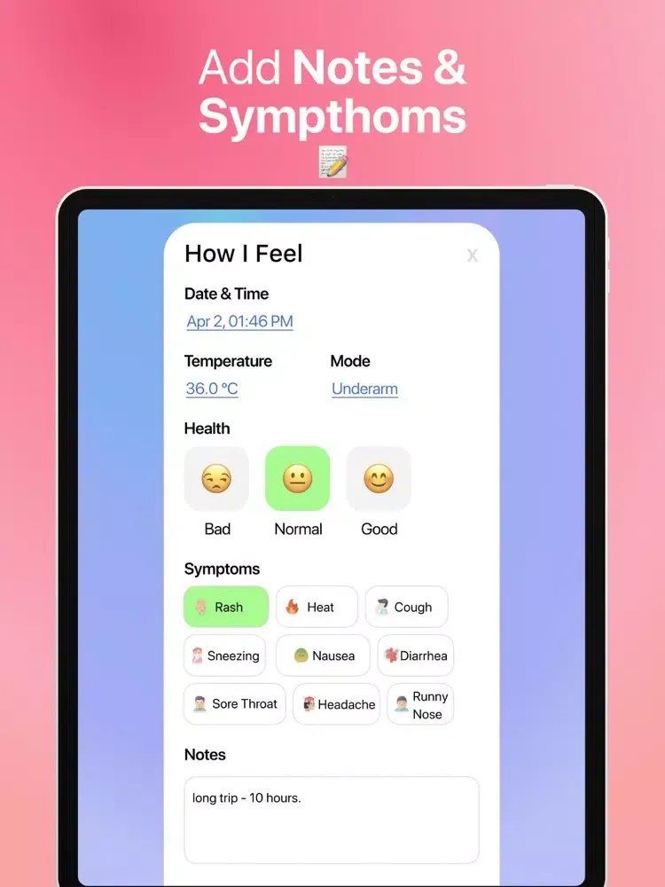 Body Temperature Tracker App iPad 應用截圖