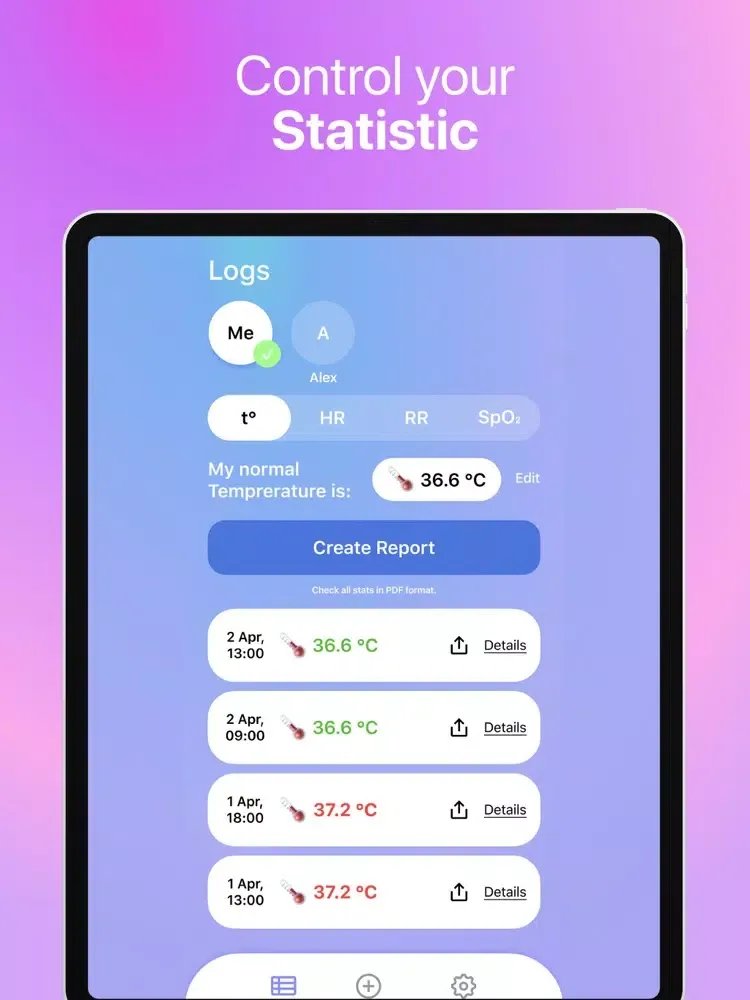 Body Temperature Tracker App iPad 應用截圖