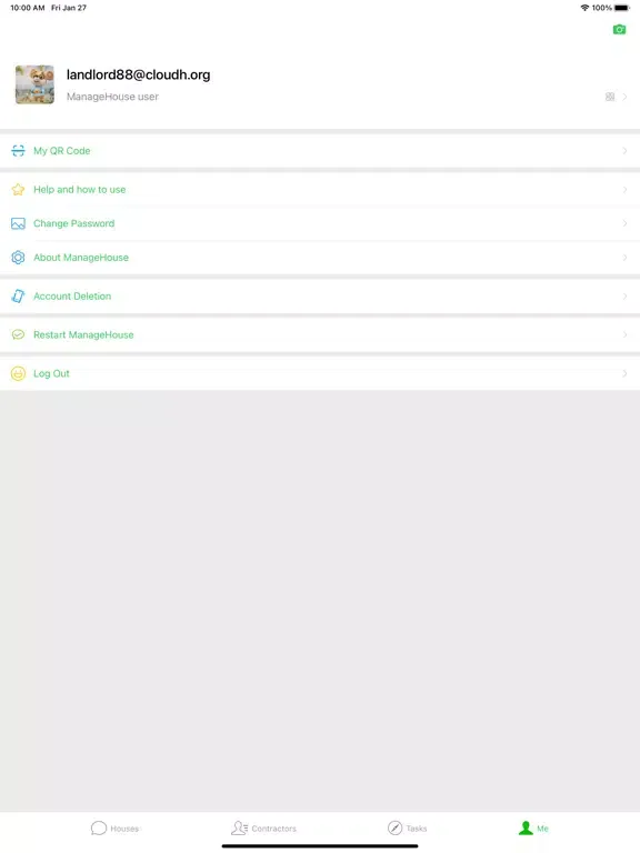 Ảnh chụp màn hình của ManageHouse iPad 