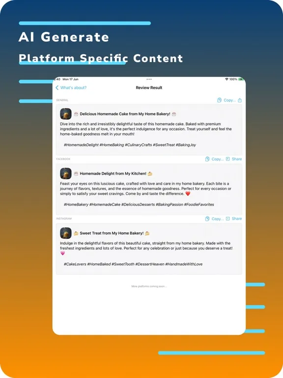 Social Media Post Maker by GPT iPad  스크린샷