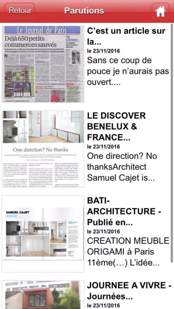 Capturas de tela do Samuel Cajet Architecte