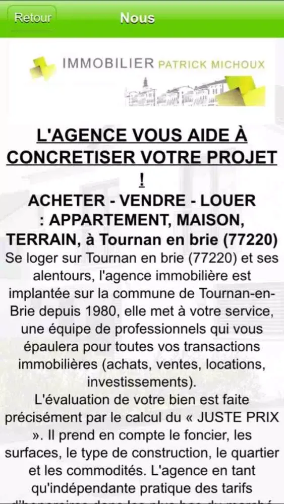 Captures d'écran de Agence Immobilière Patrick Michoux