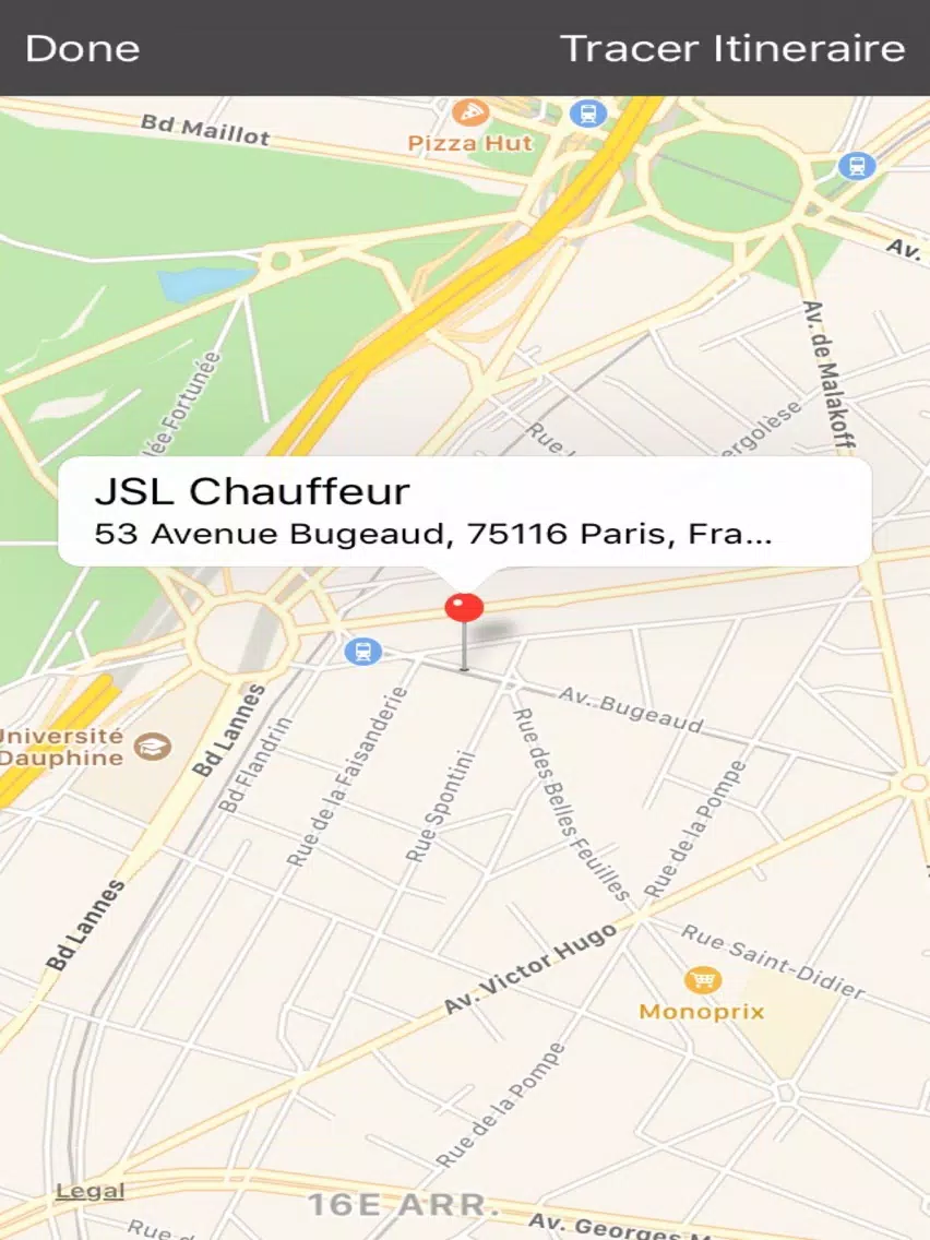 Ảnh chụp màn hình của JSL Chauffeur iPad 