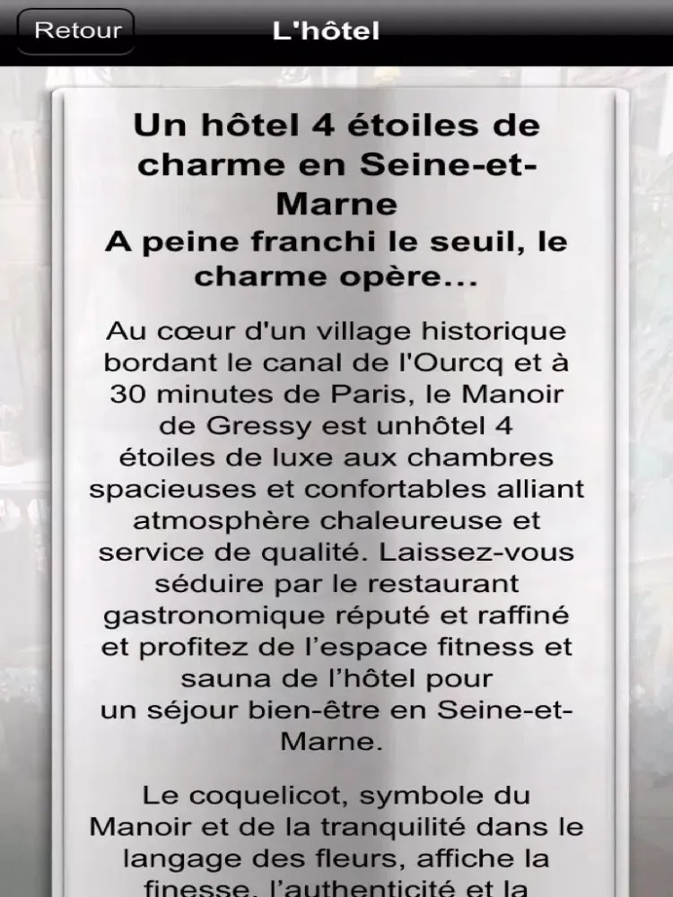 Tangkapan skrin Le Manoir de Gressy iPad 