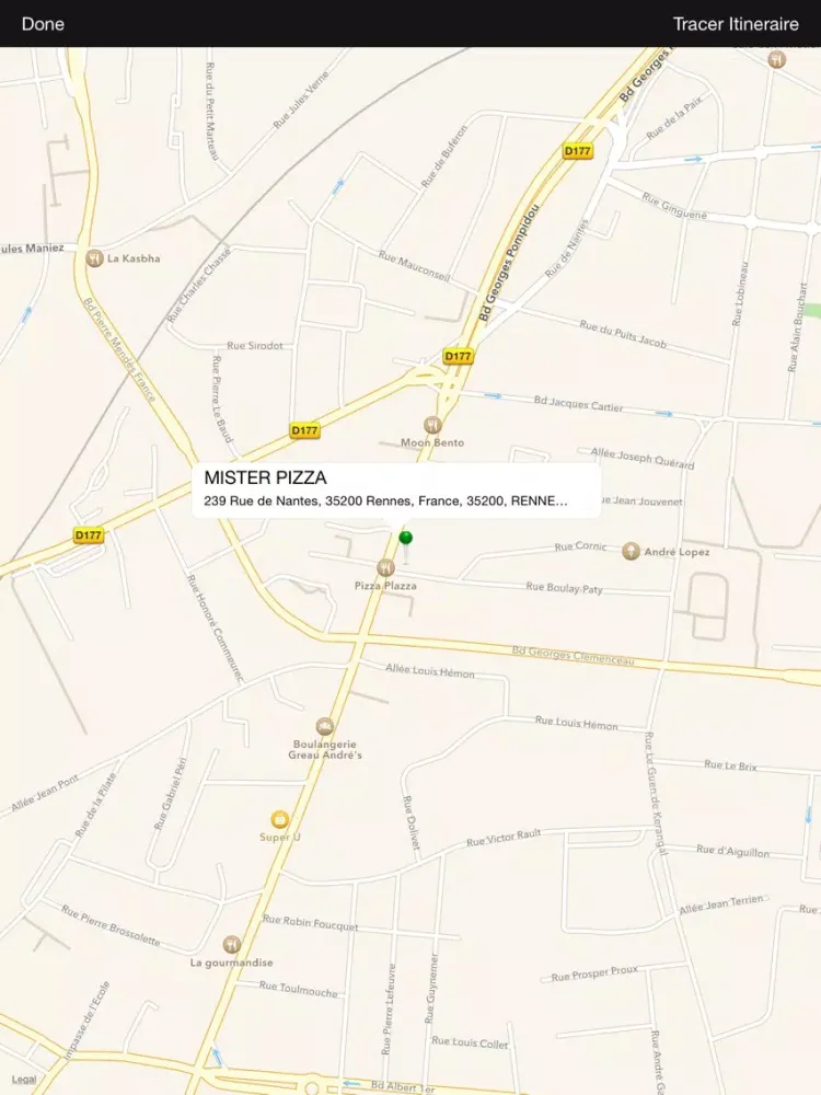 Tangkapan layar Mister Pizza Rennes iPad 