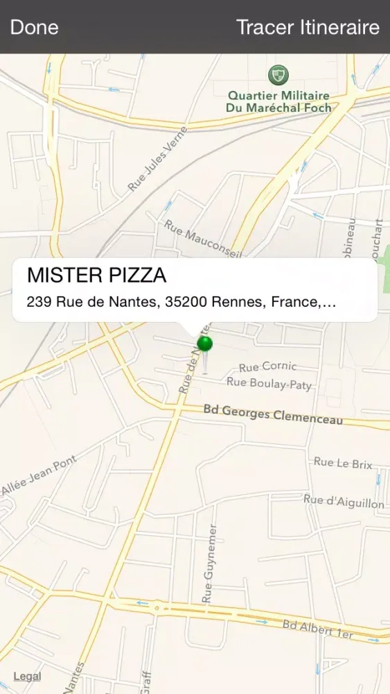 Tangkapan layar Mister Pizza Rennes