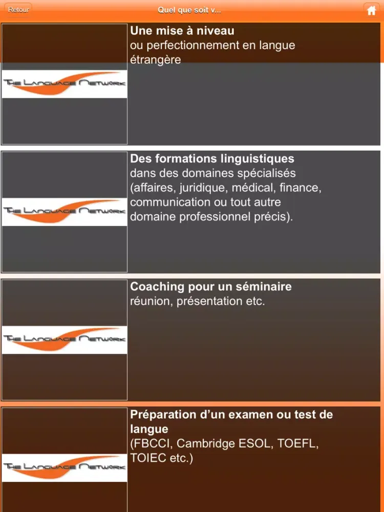 Zrzuty ekranu The Language Network Coach d' anglais iPad 