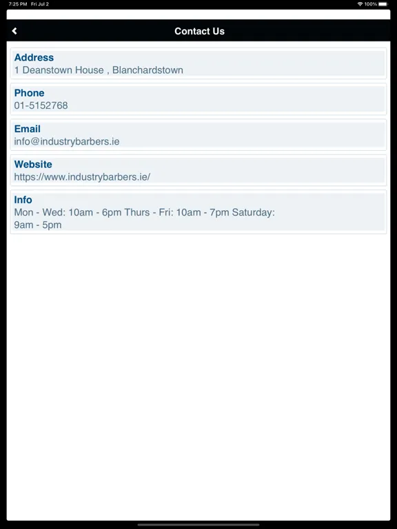 Tangkapan layar Industry Barbers iPad 