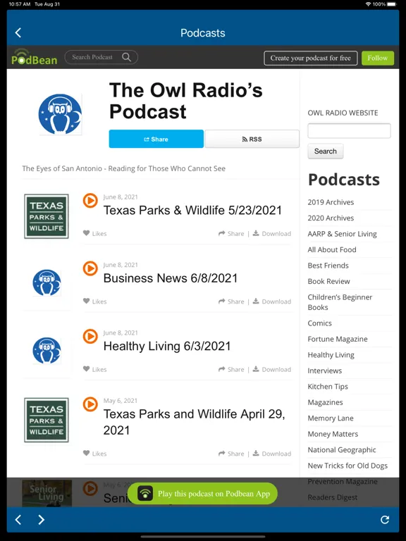 Owl Radio Reading iPad  স্ক্রিনশট