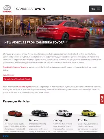 Canberra Toyota iPad  Screenshots