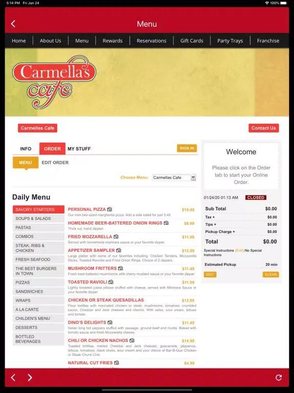 Ảnh chụp màn hình của Carmella's Cafe Inc iPad 