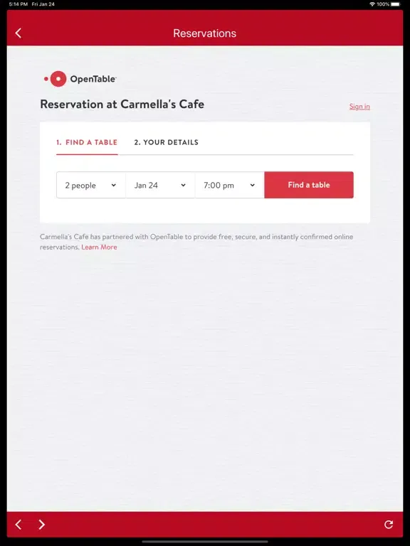 Ảnh chụp màn hình của Carmella's Cafe Inc iPad 