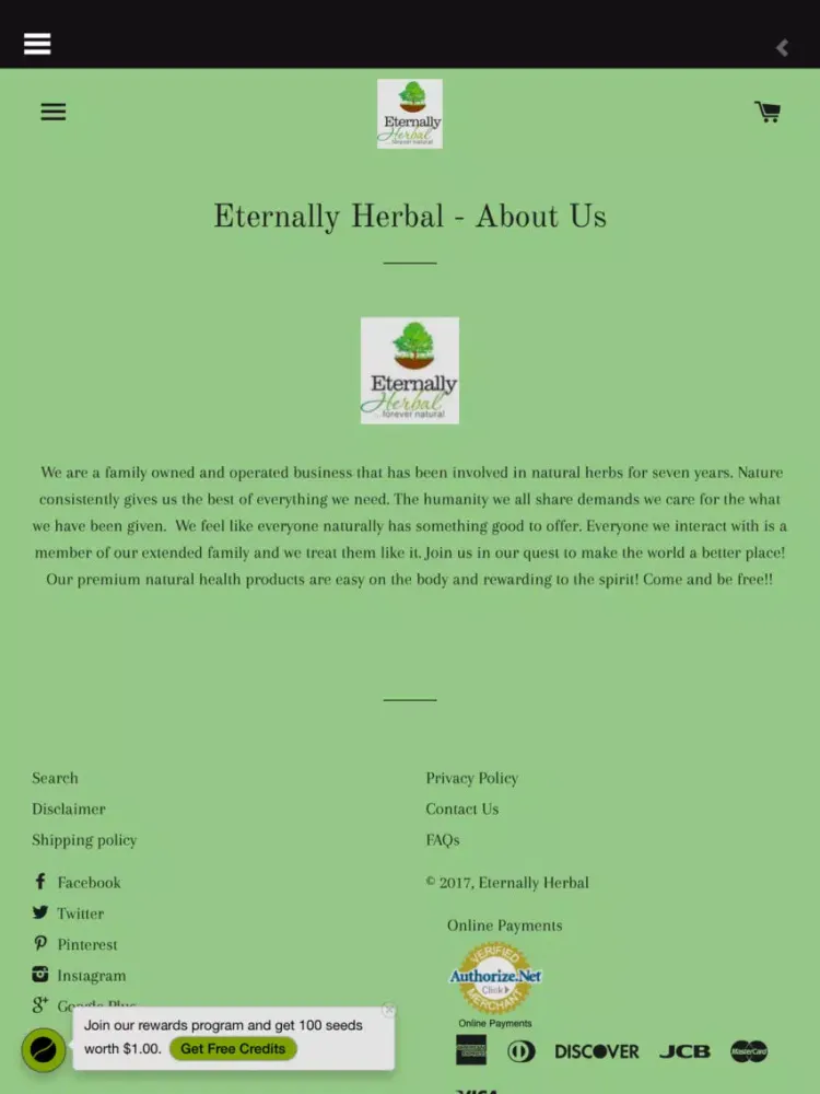Ảnh chụp màn hình của Eternally Herbal iPad 