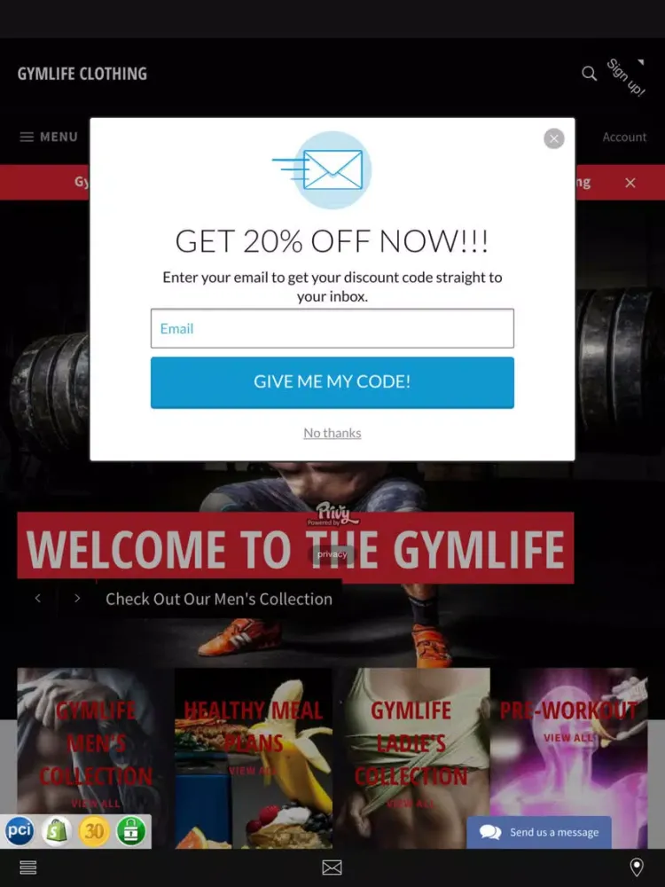 ภาพหน้าจอของ GymLife Clothing iPad 