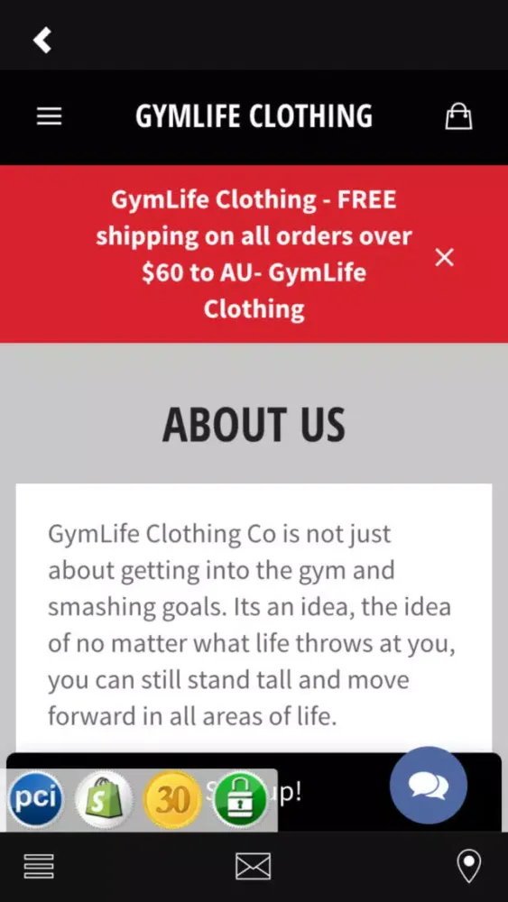 ภาพหน้าจอของ GymLife Clothing
