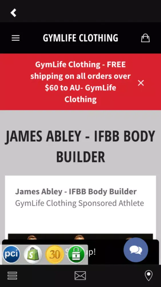 ภาพหน้าจอของ GymLife Clothing