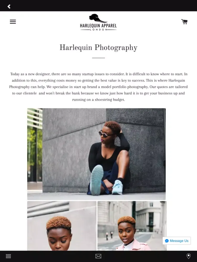 Harlequin Apparel iPad  Screenshots