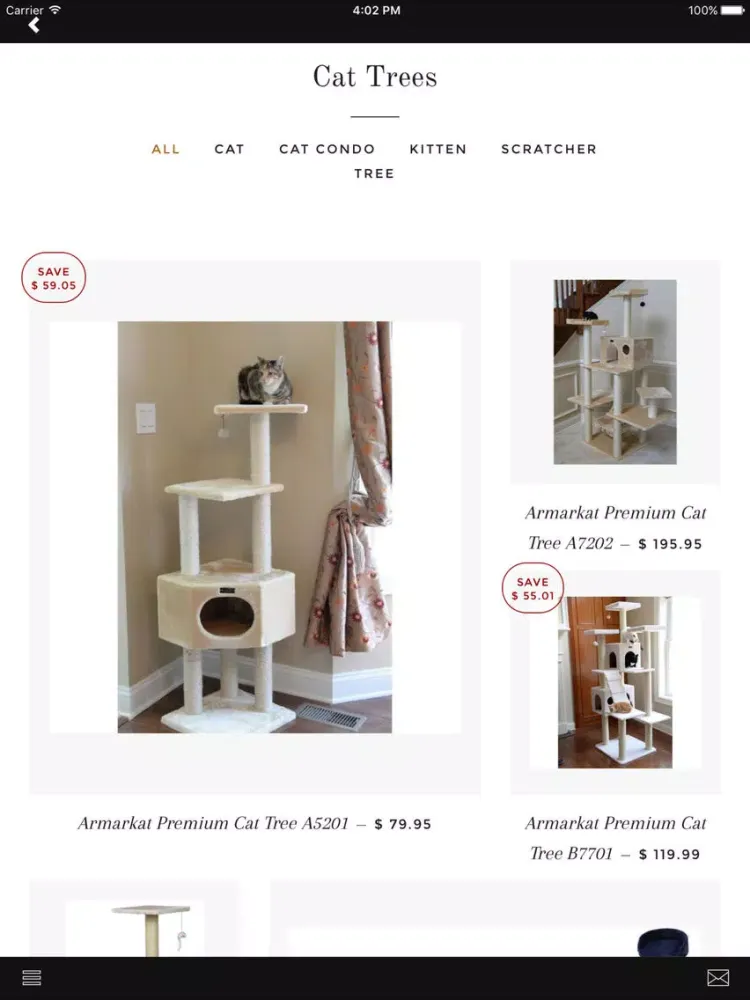 Tangkapan layar Meow Outlet iPad 